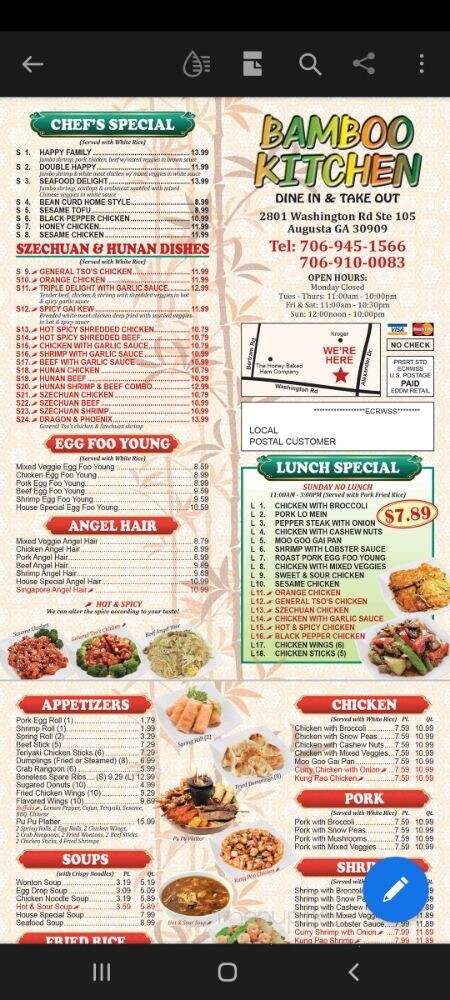 Bamboo Kitchen - Augusta, GA menu_pic