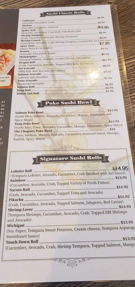 Chopstix - Livonia, MI menu_pic