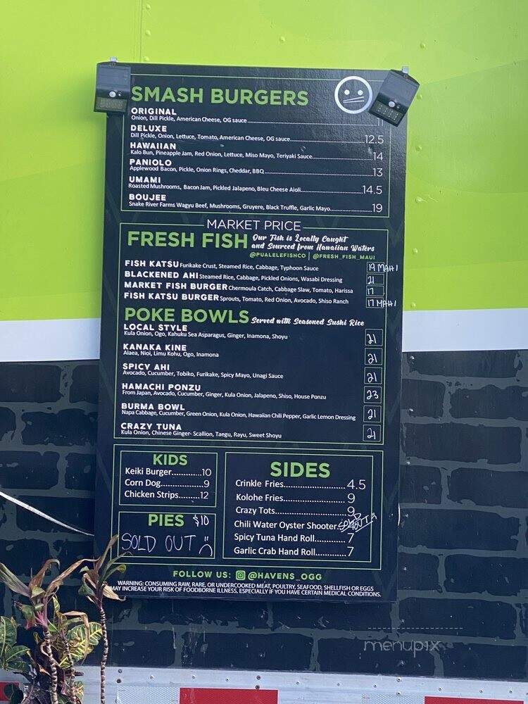 Havens - Maui, HI menu_pic