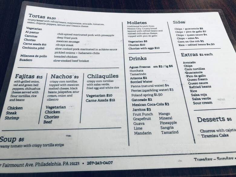 La Capital Mexican Grill - Philadelphia, PA menu_pic