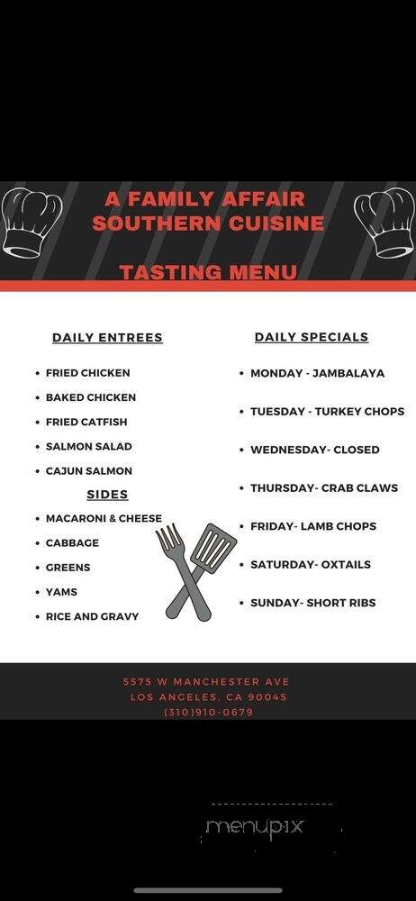 A Family Affair Southern Cuisine - Los Angeles, CA menu_pic