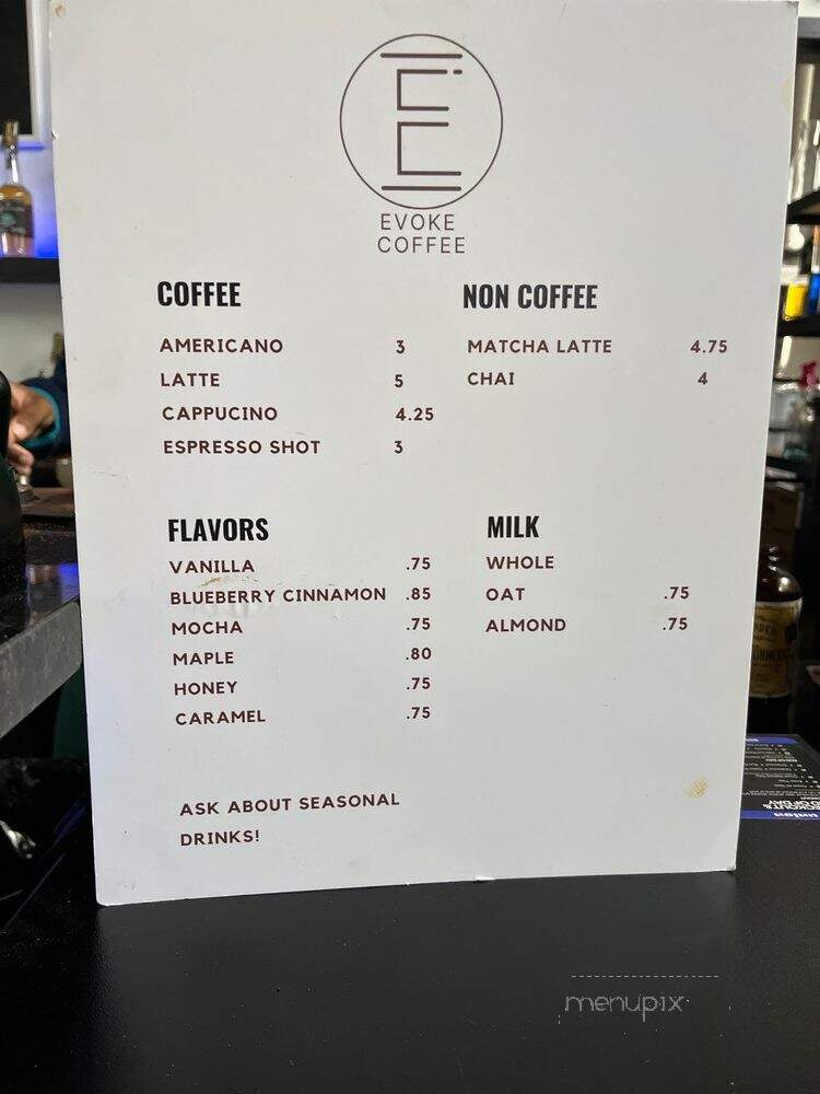 Evoke Coffee - Charlotte, NC menu_pic