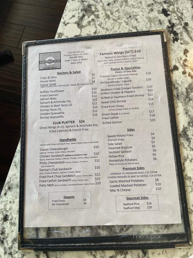 Breakfast Club - Pompano Beach, FL menu_pic