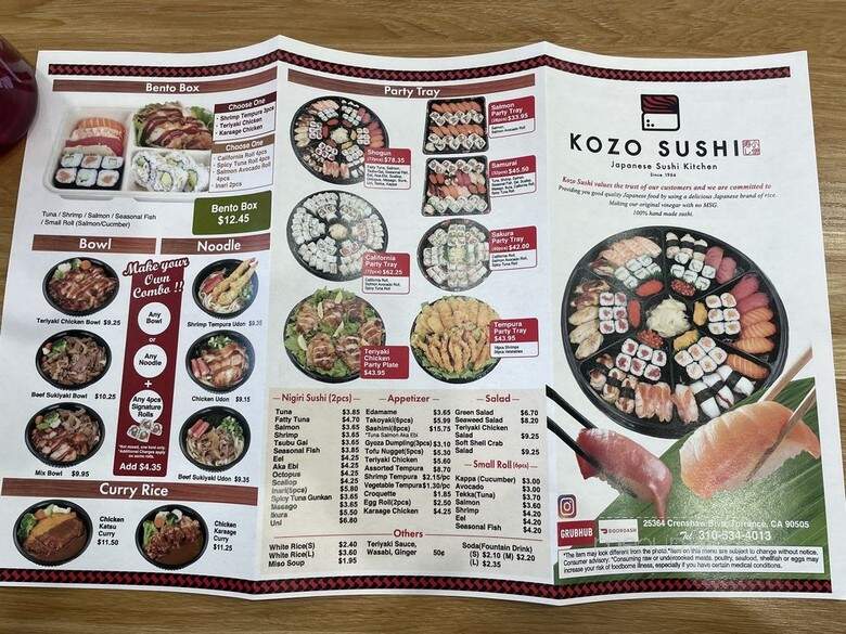 Kozo Sushi Japanese Sushi Kitchen - Torrance, CA menu_pic