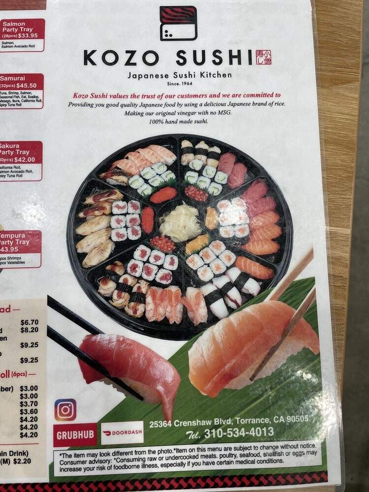 Kozo Sushi Japanese Sushi Kitchen - Torrance, CA menu_pic