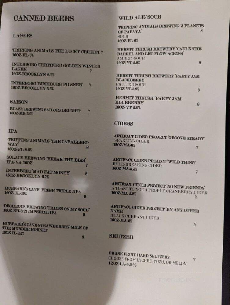 The Runaway - Washington, DC menu_pic