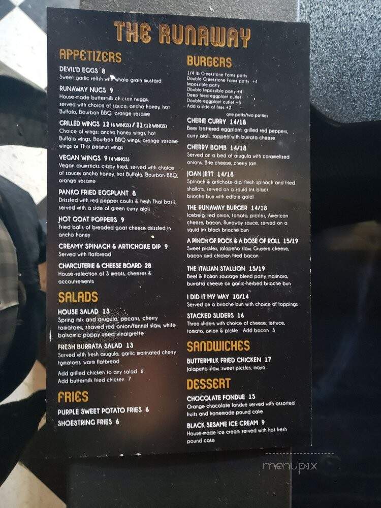 The Runaway - Washington, DC menu_pic