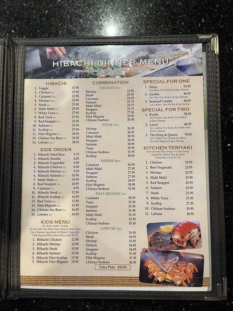 Kyoto Hibachi Sushi & Bar - Fort Worth, TX menu_pic