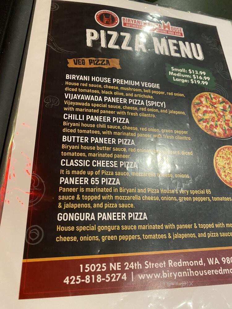 Biryani and Pizza House - Redmond, WA menu_pic