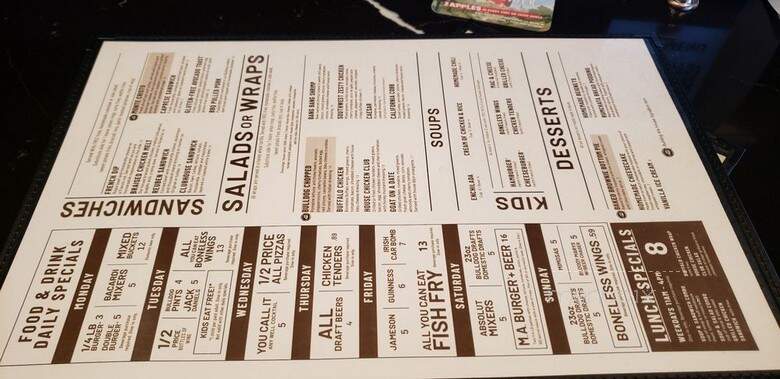 Bulldog Ale House - West Allis, WI menu_pic