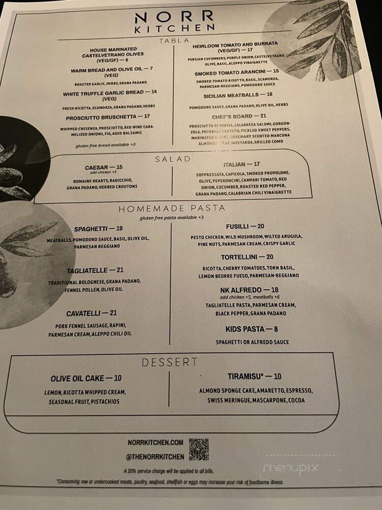 Norr Kitchen - Portland, OR menu_pic
