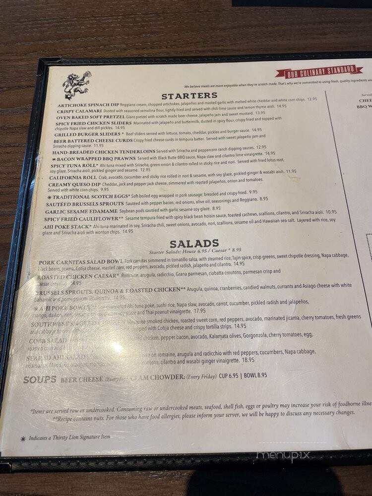Thirsty Lion Gastropub - The Colony, TX menu_pic