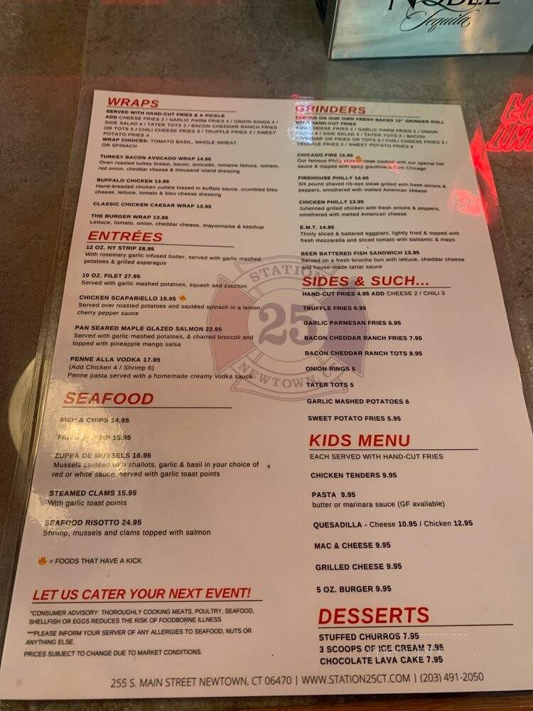 Station 25 - Newtown, CT menu_pic