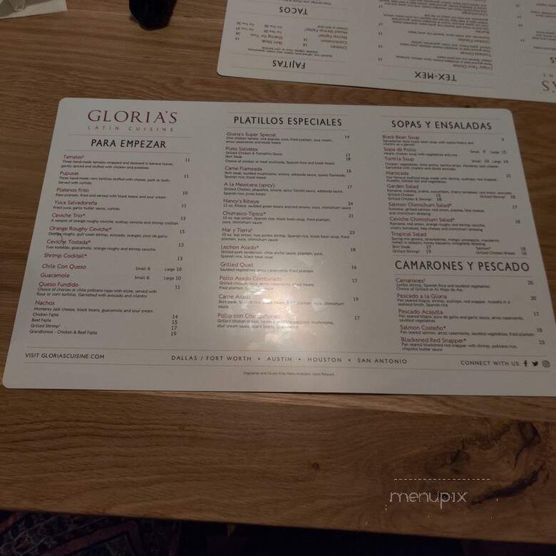 Gloria's Latin Cuisine - Prosper, TX menu_pic