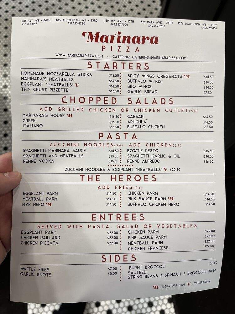 Marinara Pizza - New York, NY menu_pic