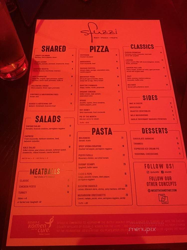 Sfuzzi - Dallas, TX menu_pic