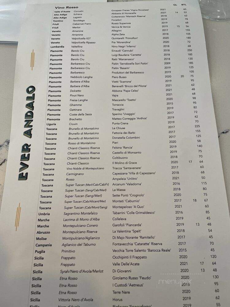 Ever Andalo - Charlotte, NC menu_pic
