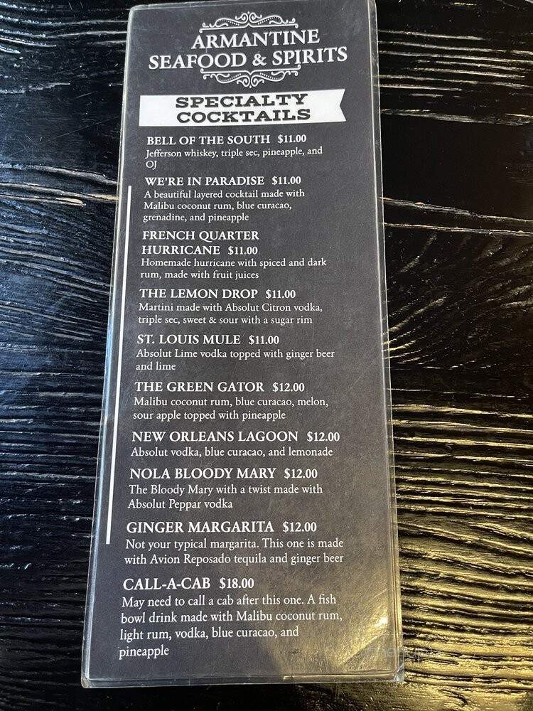 Armantine Seafood and Spirits - New Orleans, LA menu_pic