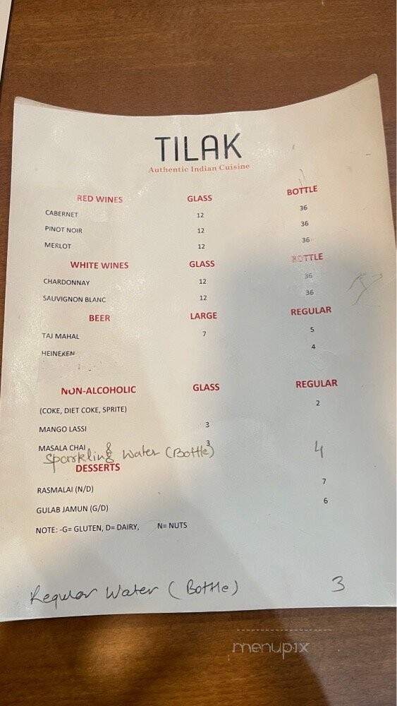 Tilak Indian Cuisine - Menlo Park, CA menu_pic