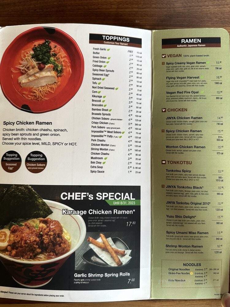 JINYA Ramen Bar - Oklahoma City, OK menu_pic