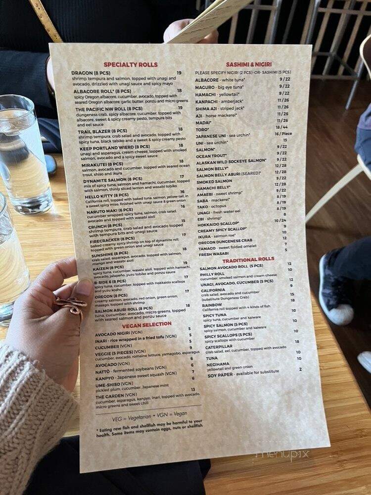 Kaizen Sushi - Portland, OR menu_pic
