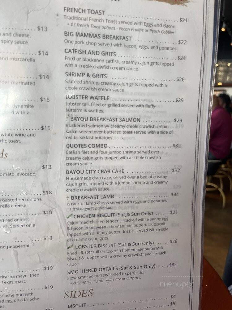 Quotes - Houston, TX menu_pic