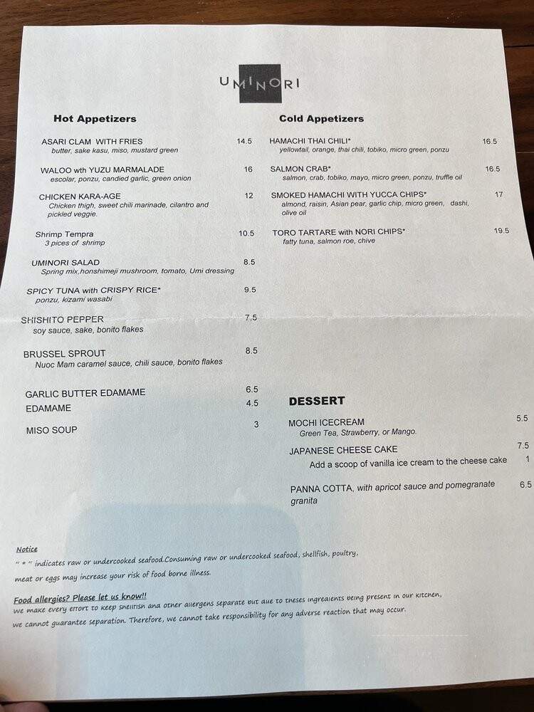 Uminori - Seattle, WA menu_pic