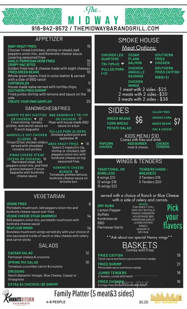 The Midway Bar and Grill - West Sacramento, CA menu_pic