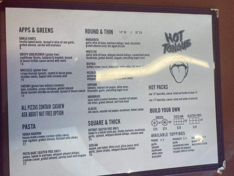 Hot Tongue Pizza - Los Angeles, CA menu_pic