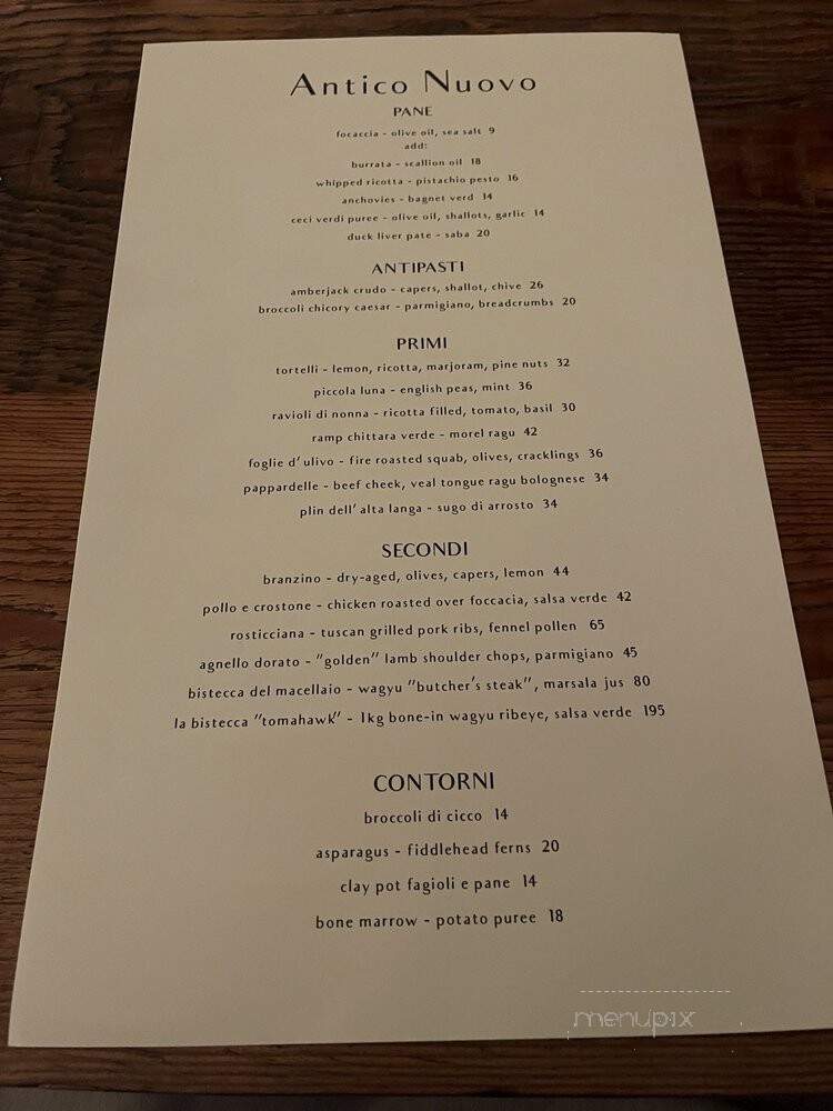 Antico Nuovo - Los Angeles, CA menu_pic