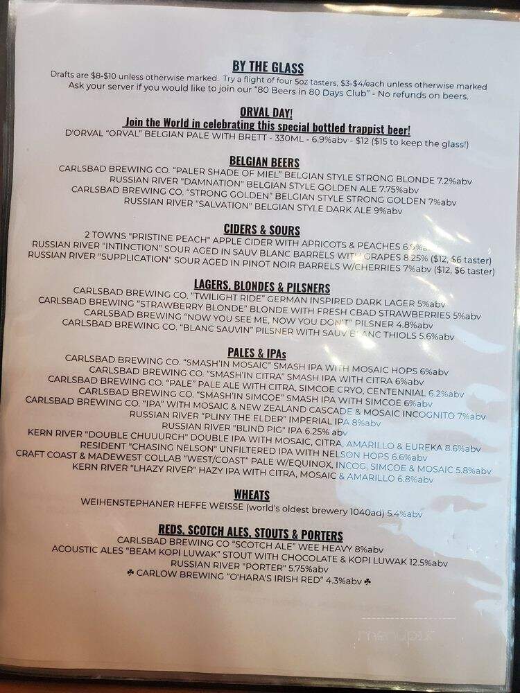 Carlsbad Brewing Company - Carlsbad, CA menu_pic