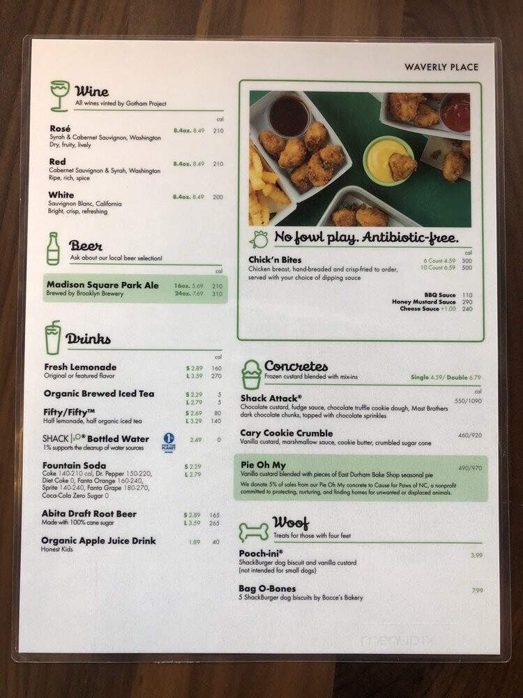 Shake Shack - Cary, NC menu_pic
