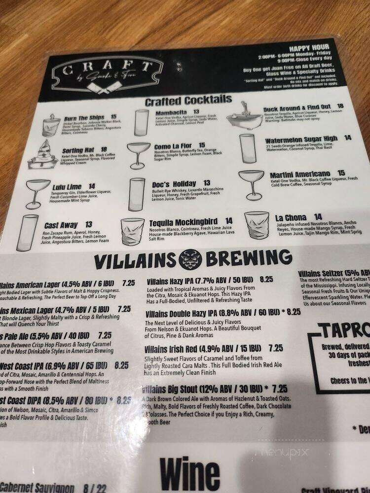Craft by Smoke & Fire - Arcadia, CA menu_pic