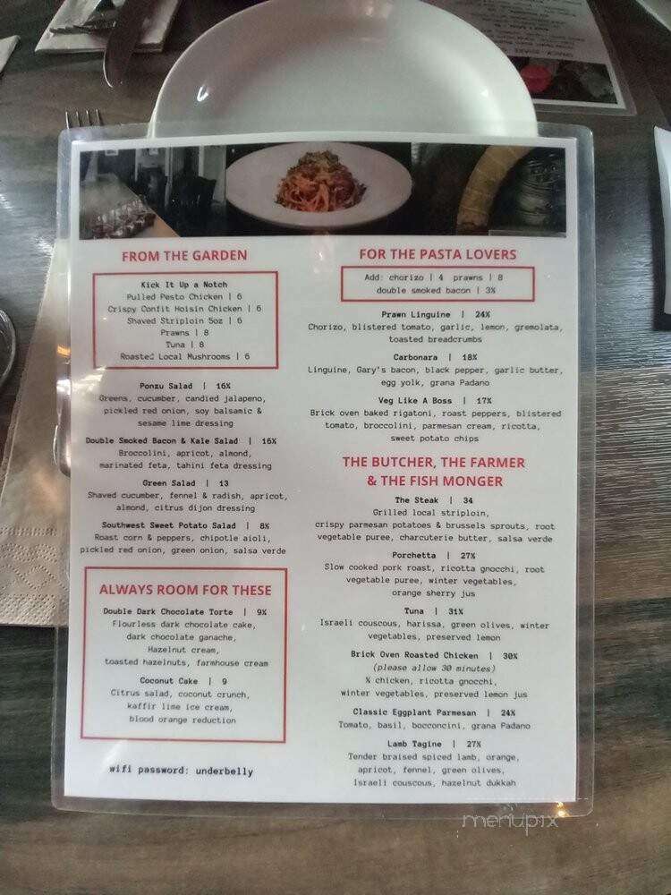 Underbelly by the Pig - Kamloops, BC menu_pic