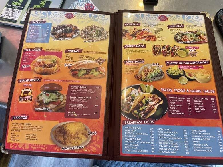 Mexico Lindo - San Antonio, TX menu_pic