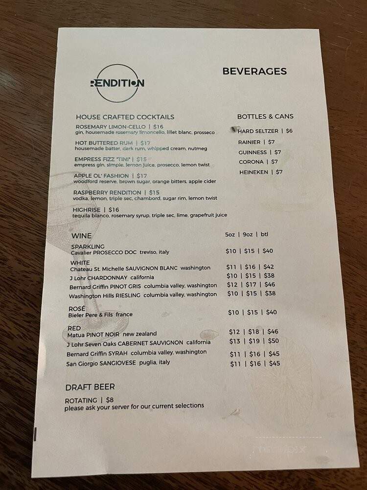 Rendition - Tukwila, WA menu_pic