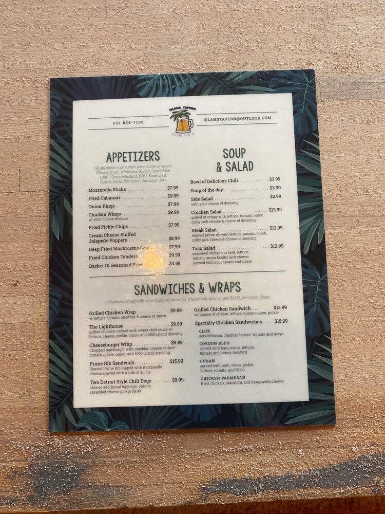 Island Tavern - Pointe Aux Pins, MI menu_pic
