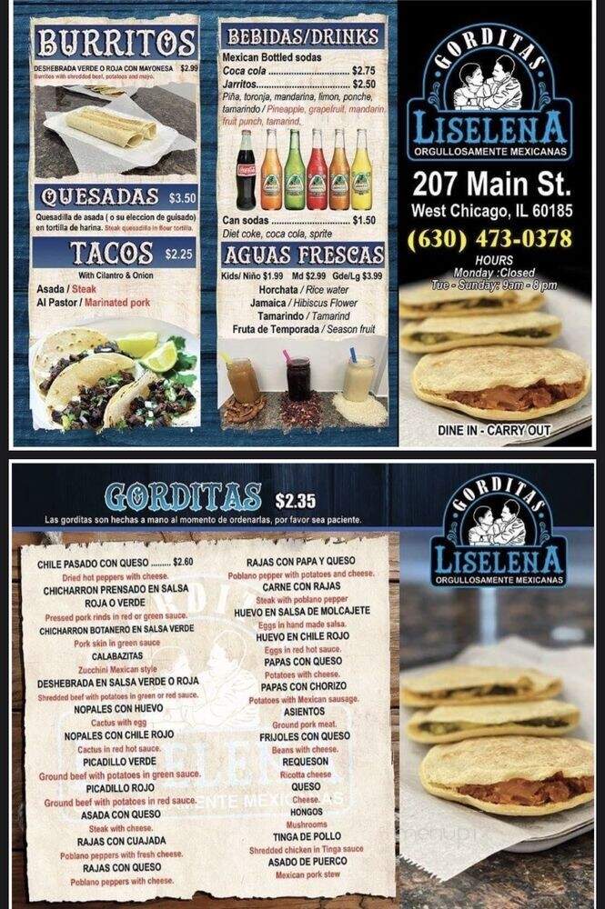 Gorditas Liselena - West Chicago, IL menu_pic
