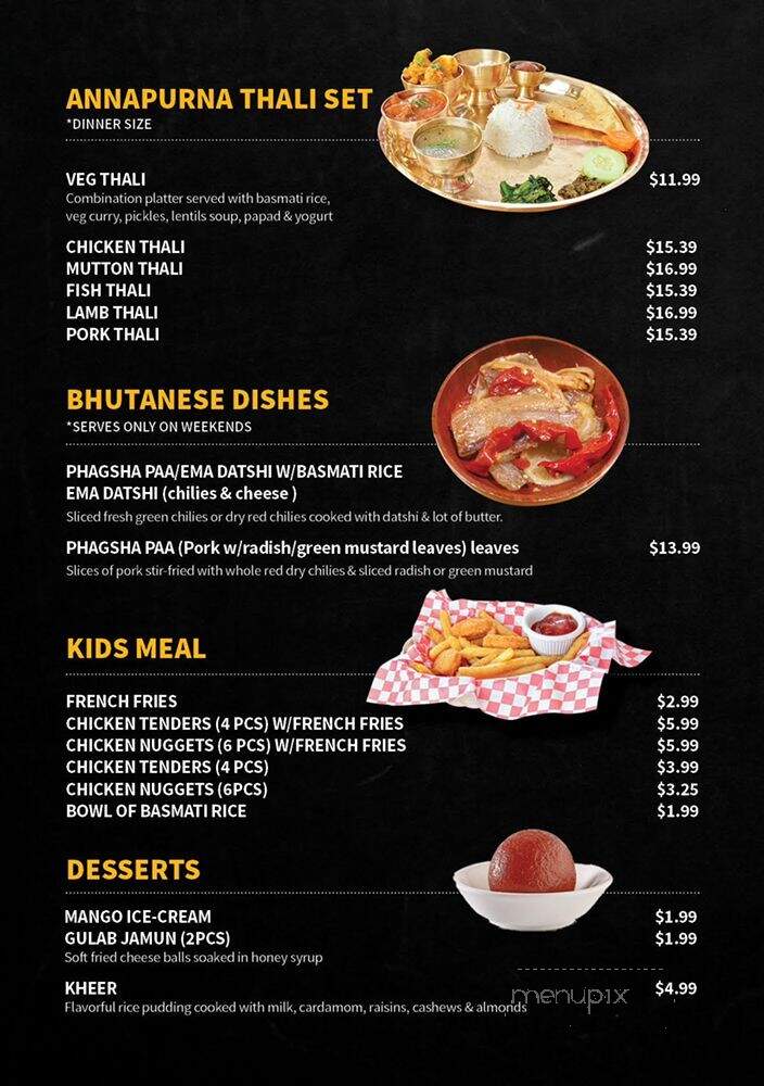 Annapurna Kitchen - Erie, PA menu_pic