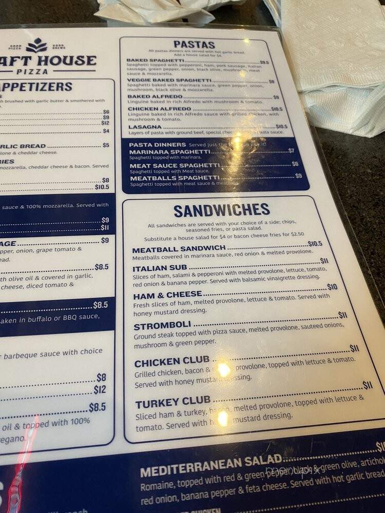 Craft House Pizza - Louisville, KY menu_pic