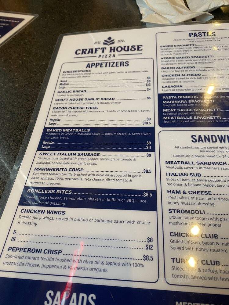 Craft House Pizza - Louisville, KY menu_pic