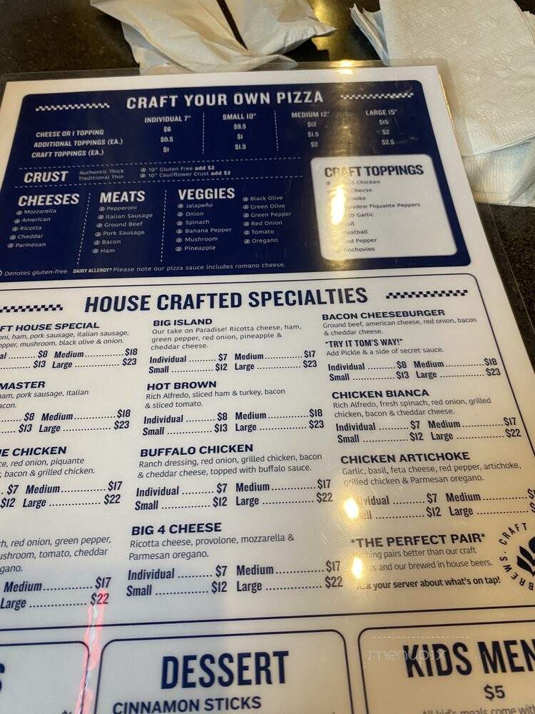Craft House Pizza - Louisville, KY menu_pic