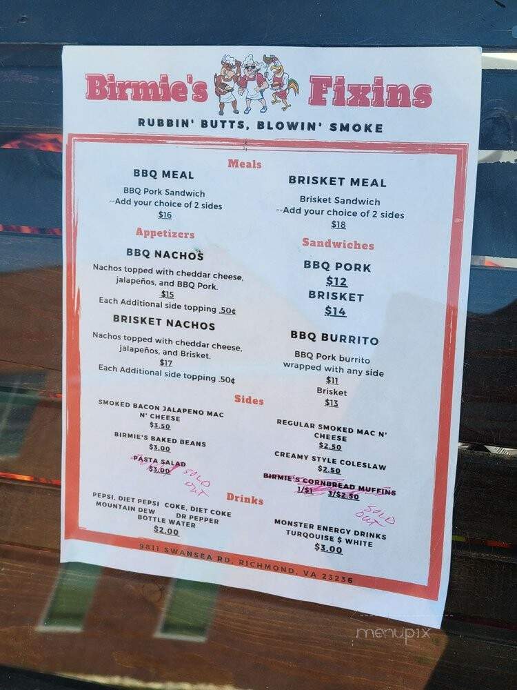 Birmie's Fixins - Richmond, VA menu_pic