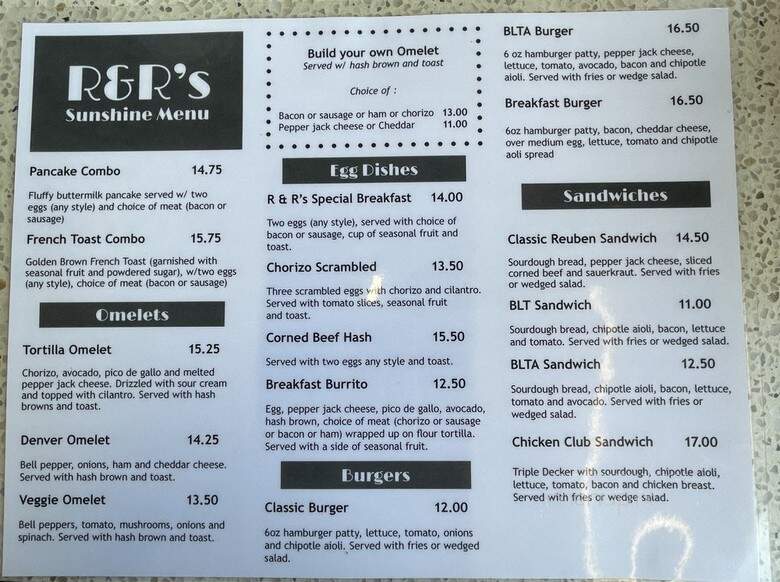 R&R's Cafe - San Pablo, CA menu_pic