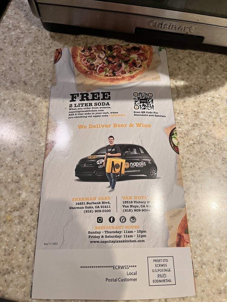 Napoli's Pizza Kitchen - Van Nuys, CA menu_pic