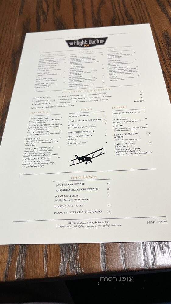 Flight Deck Pub - St. Louis, MO menu_pic