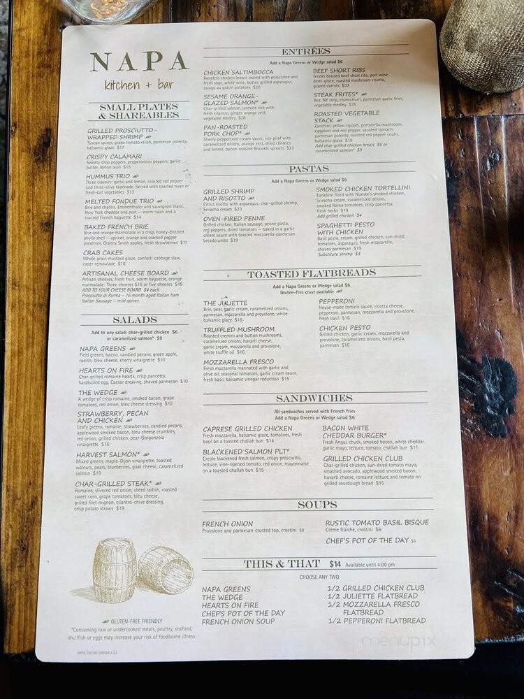 Napa Kitchen Bar - Toledo, OH menu_pic