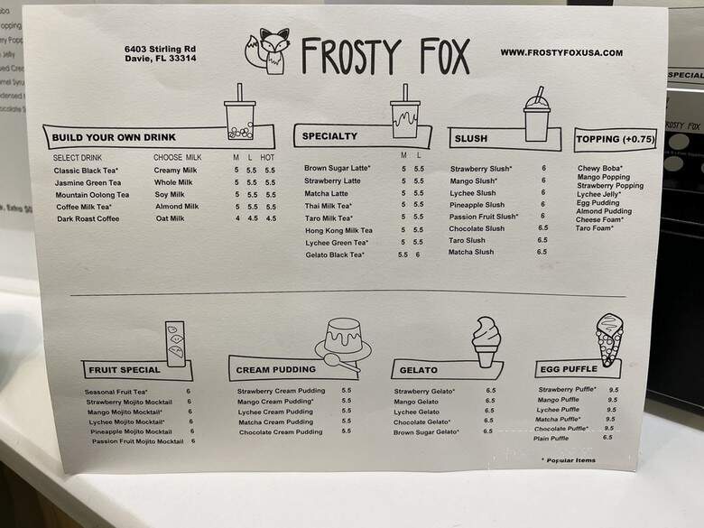 Frosty Fox - Davie, FL menu_pic