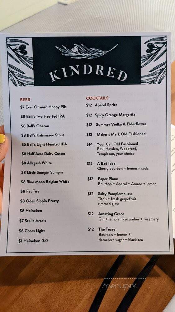 Kindred - Elmhurst, IL menu_pic