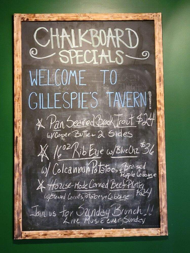 Gillespie's Tavern at the Shire - Richardson, TX menu_pic